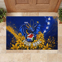 Personalized Bosnia Herzegovina Dragon Soccer Rubber Doormat Football Golden Lily Bosnian Flag Cheering Fans