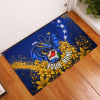 Personalized Bosnia Herzegovina Dragon Soccer Rubber Doormat Football Golden Lily Bosnian Flag Cheering Fans