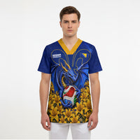 Personalized Bosnia Herzegovina Dragon Soccer Scrub Top Football Golden Lily Bosnian Flag Cheering Fans