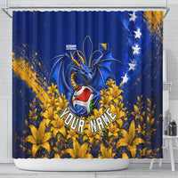 Personalized Bosnia Herzegovina Dragon Soccer Shower Curtain Football Golden Lily Bosnian Flag Cheering Fans