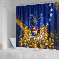 Personalized Bosnia Herzegovina Dragon Soccer Shower Curtain Football Golden Lily Bosnian Flag Cheering Fans