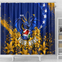 Personalized Bosnia Herzegovina Dragon Soccer Shower Curtain Football Golden Lily Bosnian Flag Cheering Fans