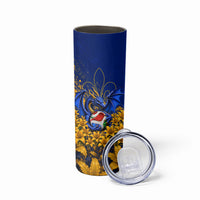 Personalized Bosnia Herzegovina Dragon Soccer Skinny Tumbler Football Golden Lily Bosnian Flag Cheering Fans