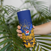 Personalized Bosnia Herzegovina Dragon Soccer Skinny Tumbler Football Golden Lily Bosnian Flag Cheering Fans