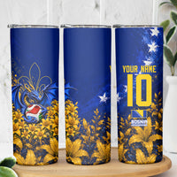 Personalized Bosnia Herzegovina Dragon Soccer Skinny Tumbler Football Golden Lily Bosnian Flag Cheering Fans