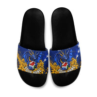 Personalized Bosnia Herzegovina Dragon Soccer Slide Sandals Football Golden Lily Bosnian Flag Cheering Fans