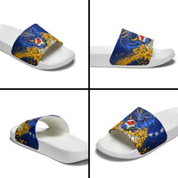 Personalized Bosnia Herzegovina Dragon Soccer Slide Sandals Football Golden Lily Bosnian Flag Cheering Fans