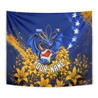 Personalized Bosnia Herzegovina Dragon Soccer Tapestry Football Golden Lily Bosnian Flag Cheering Fans