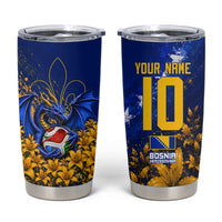 Personalized Bosnia Herzegovina Dragon Soccer Tumbler Cup Football Golden Lily Bosnian Flag Cheering Fans