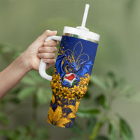 Personalized Bosnia Herzegovina Dragon Soccer Tumbler With Handle Football Golden Lily Bosnian Flag Cheering Fans