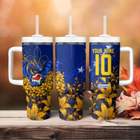 Personalized Bosnia Herzegovina Dragon Soccer Tumbler With Handle Football Golden Lily Bosnian Flag Cheering Fans
