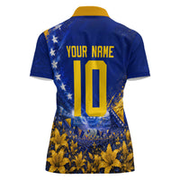 Personalized Bosnia Herzegovina Dragon Soccer Women Polo Shirt Football Golden Lily Bosnian Flag Cheering Fans