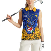 Personalized Bosnia Herzegovina Dragon Soccer Women Sleeveless Polo Shirt Football Golden Lily Bosnian Flag Cheering Fans