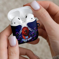 Personalized Scotland Red Lion Soccer AirPods Case Scottish Saltire Flag Purple Thistle Cheering Fans