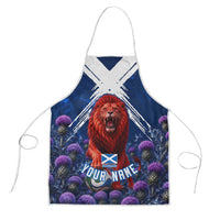Personalized Scotland Red Lion Soccer Apron Scottish Saltire Flag Purple Thistle Cheering Fans
