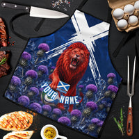 Personalized Scotland Red Lion Soccer Apron Scottish Saltire Flag Purple Thistle Cheering Fans