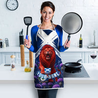Personalized Scotland Red Lion Soccer Apron Scottish Saltire Flag Purple Thistle Cheering Fans