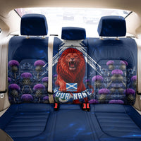 Personalized Scotland Red Lion Soccer Back Car Seat Cover Scottish Saltire Flag Purple Thistle Cheering Fans