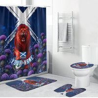 Personalized Scotland Red Lion Soccer Bathroom Set Scottish Saltire Flag Purple Thistle Cheering Fans