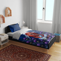 Personalized Scotland Red Lion Soccer Bedding Set Scottish Saltire Flag Purple Thistle Cheering Fans