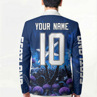 Personalized Scotland Red Lion Soccer Blazer Scottish Saltire Flag Purple Thistle Cheering Fans