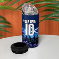 Personalized Scotland Red Lion Soccer 4 in 1 Can Cooler Tumbler Scottish Saltire Flag Purple Thistle Cheering Fans