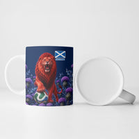Personalized Scotland Red Lion Soccer Ceramic Mug Scottish Saltire Flag Purple Thistle Cheering Fans