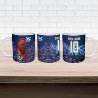 Personalized Scotland Red Lion Soccer Ceramic Mug Scottish Saltire Flag Purple Thistle Cheering Fans