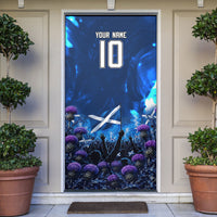 Personalized Scotland Red Lion Soccer Door Cover Scottish Saltire Flag Purple Thistle Cheering Fans