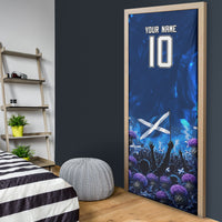 Personalized Scotland Red Lion Soccer Door Cover Scottish Saltire Flag Purple Thistle Cheering Fans