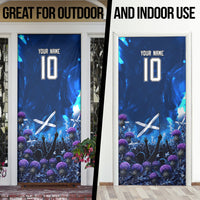 Personalized Scotland Red Lion Soccer Door Cover Scottish Saltire Flag Purple Thistle Cheering Fans
