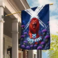 Personalized Scotland Red Lion Soccer Garden Flag Scottish Saltire Flag Purple Thistle Cheering Fans