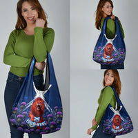 Personalized Scotland Red Lion Soccer Grocery Bag Scottish Saltire Flag Purple Thistle Cheering Fans