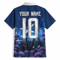 Personalized Scotland Red Lion Soccer Hawaiian Shirt Scottish Saltire Flag Purple Thistle Cheering Fans