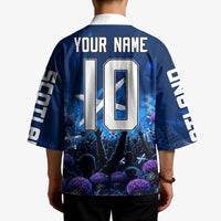 Personalized Scotland Red Lion Soccer Kimono Scottish Saltire Flag Purple Thistle Cheering Fans