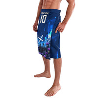 Personalized Scotland Red Lion Soccer Lavalava Scottish Saltire Flag Purple Thistle Cheering Fans