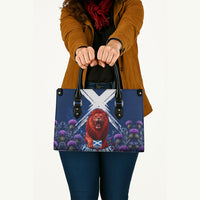 Personalized Scotland Red Lion Soccer Leather Bag Scottish Saltire Flag Purple Thistle Cheering Fans