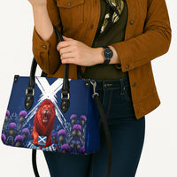 Personalized Scotland Red Lion Soccer Leather Bag Scottish Saltire Flag Purple Thistle Cheering Fans