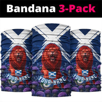Personalized Scotland Red Lion Soccer Neck Gaiter Scottish Saltire Flag Purple Thistle Cheering Fans
