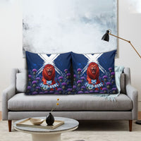 Personalized Scotland Red Lion Soccer Pillow Cover Scottish Saltire Flag Purple Thistle Cheering Fans