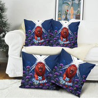 Personalized Scotland Red Lion Soccer Pillow Cover Scottish Saltire Flag Purple Thistle Cheering Fans