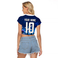 Personalized Scotland Red Lion Soccer Raglan Cropped T Shirt Scottish Saltire Flag Purple Thistle Cheering Fans