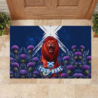 Personalized Scotland Red Lion Soccer Rubber Doormat Scottish Saltire Flag Purple Thistle Cheering Fans