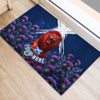 Personalized Scotland Red Lion Soccer Rubber Doormat Scottish Saltire Flag Purple Thistle Cheering Fans