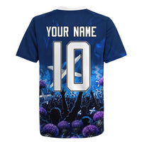 Personalized Scotland Red Lion Soccer Rugby Jersey Scottish Saltire Flag Purple Thistle Cheering Fans
