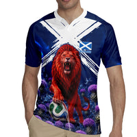 Personalized Scotland Red Lion Soccer Rugby Jersey Scottish Saltire Flag Purple Thistle Cheering Fans