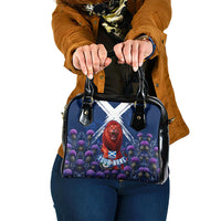 Personalized Scotland Red Lion Soccer Shoulder Handbag Scottish Saltire Flag Purple Thistle Cheering Fans