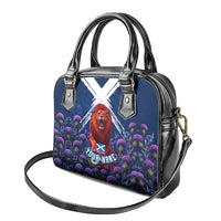 Personalized Scotland Red Lion Soccer Shoulder Handbag Scottish Saltire Flag Purple Thistle Cheering Fans