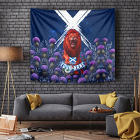 Personalized Scotland Red Lion Soccer Tapestry Scottish Saltire Flag Purple Thistle Cheering Fans