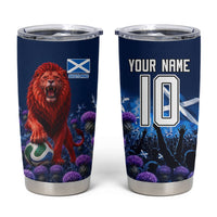 Personalized Scotland Red Lion Soccer Tumbler Cup Scottish Saltire Flag Purple Thistle Cheering Fans